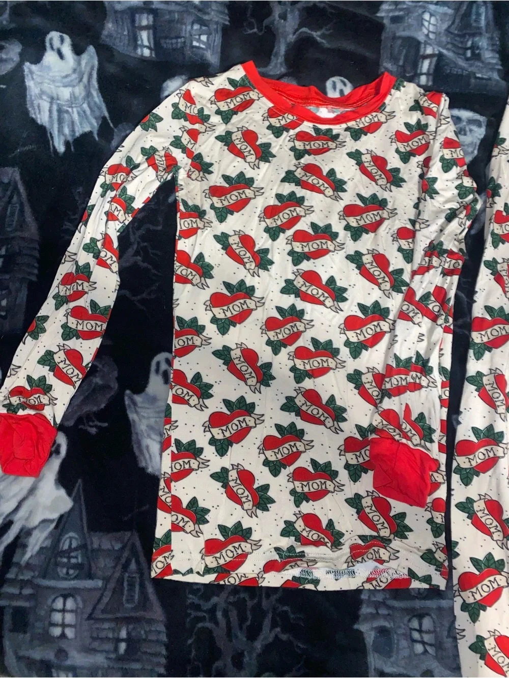 Kids Red 'Mom' Heart Print Pajama Set
